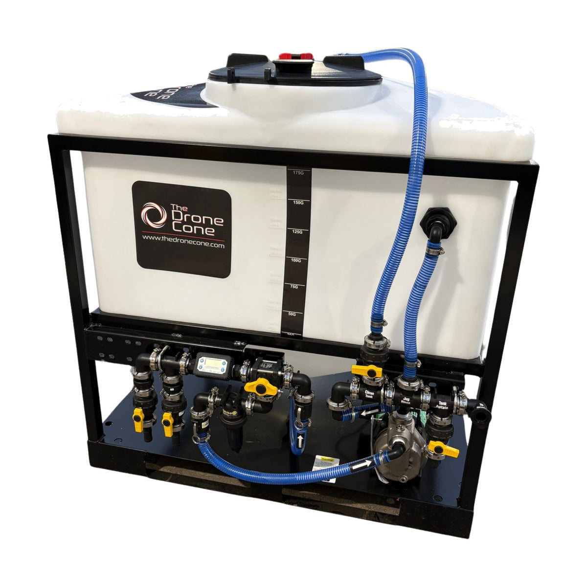 Drone Cone 200 Gallon mixing system on white background